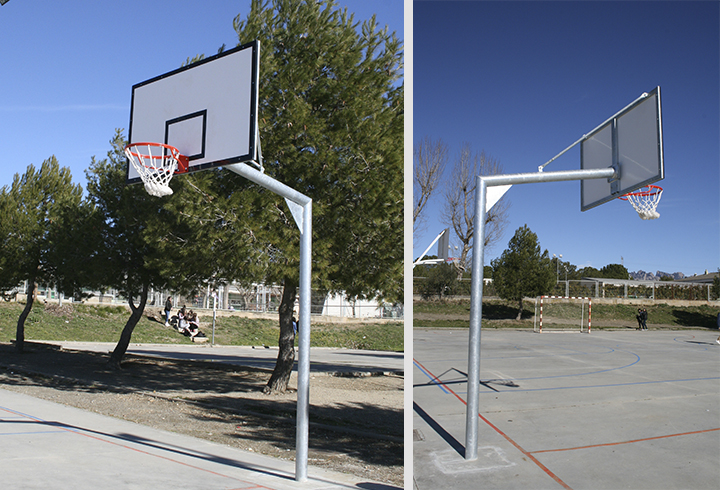 Juego de canastas galvanizadas fijas para baloncesto sin tablero y